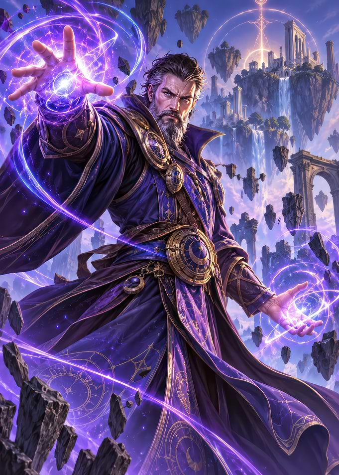Powerful Wizard Casting Arcane Magic