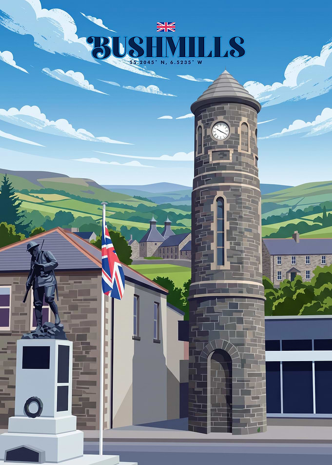 Bushmills Northern Ireland Travel Poster
