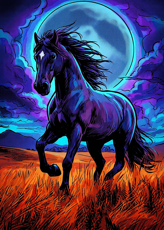 Horse Ocean Sunset Pop Art Poster