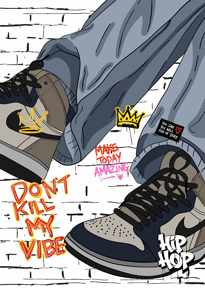 Streetwear Style Sneakers and Graffiti Art
