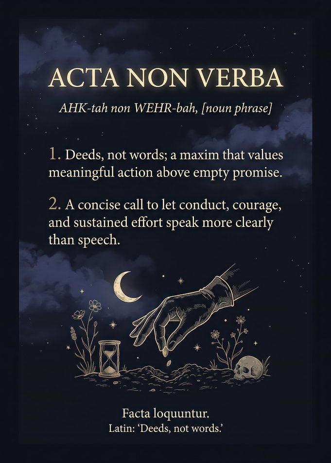 Acta Non Verba Inspirational Poster
