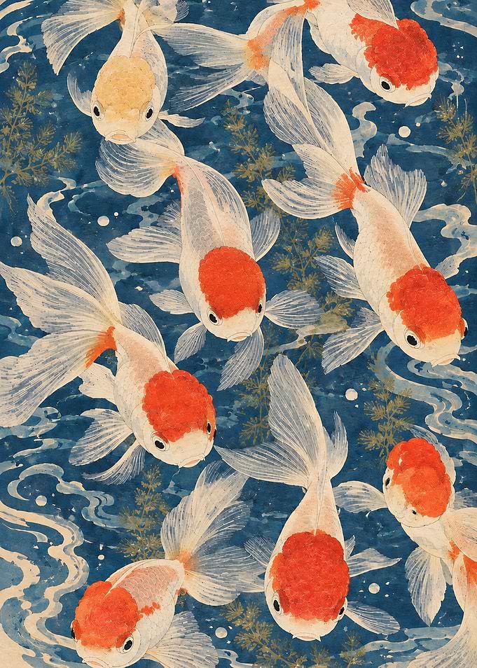 Traditional Japanese Goldfish Art Print