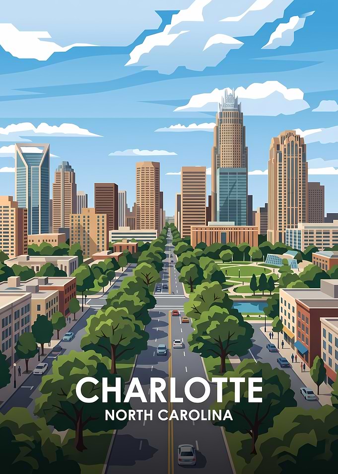 Charlotte North Carolina Cityscape Poster