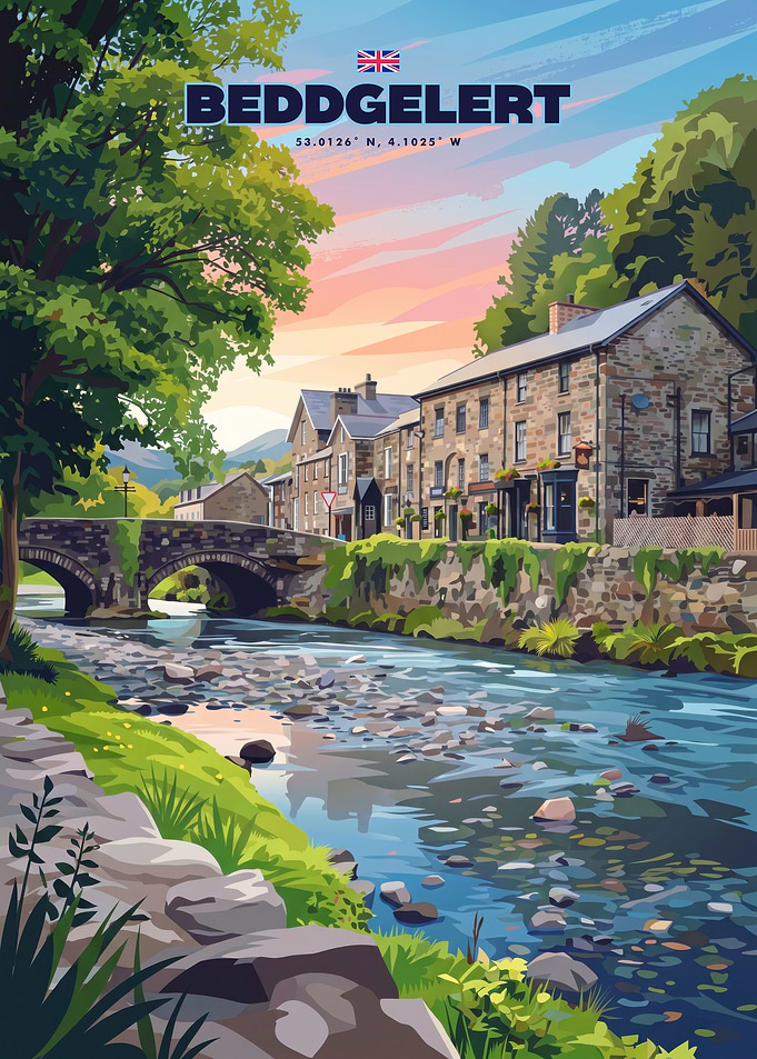 Beddgelert Wales Travel Poster