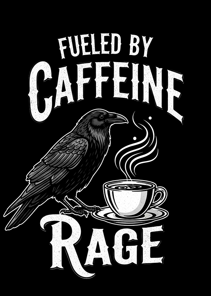 Fueled by Caffeine Rage Raven Design