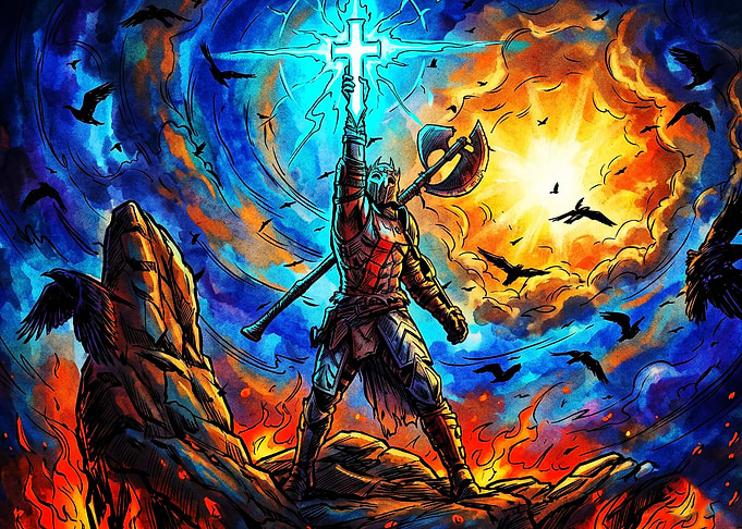 Knight Cross Epic Fantasy Art Poste