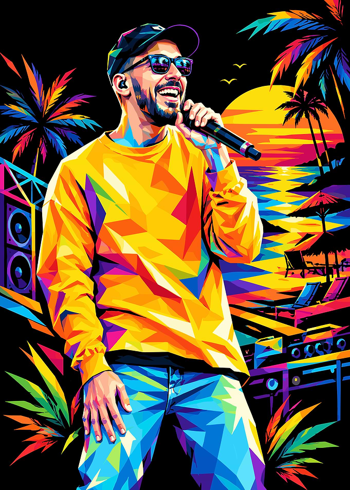 Vibrant Pop Art Singer Performance