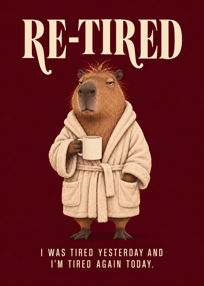 Re-tired Capybara Coffee Poster