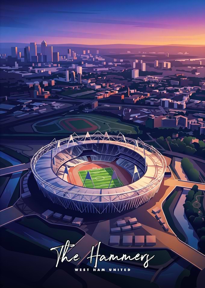 West Ham United Stadium Sunset Poster