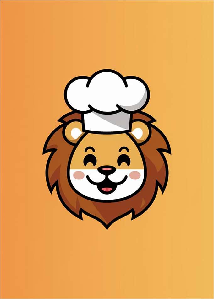 Cute Chef Lion Cartoon Mascot
