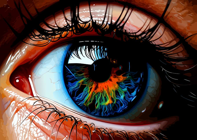 Vibrant Multicolored Human Eye Close-up