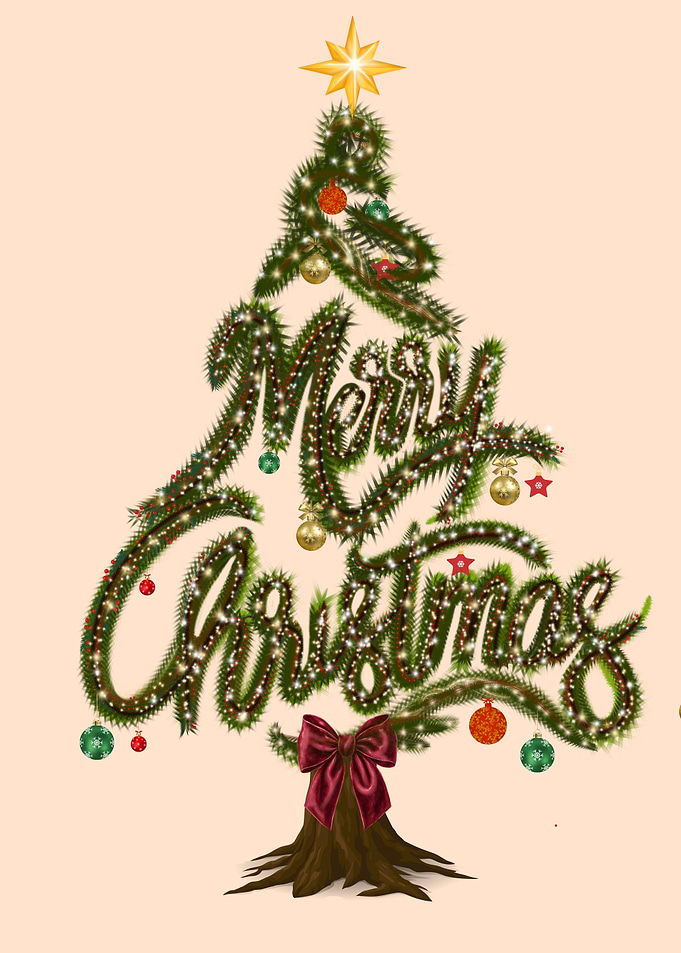 Merry Christmas Tree Art