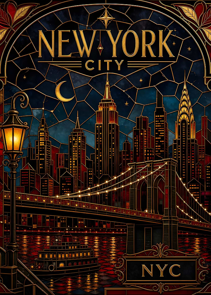 Stained Glass New York City Skyline