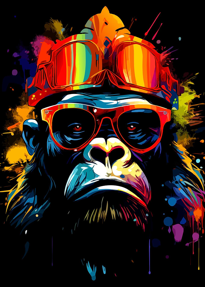Colorful Pop Art Gorilla Portrait