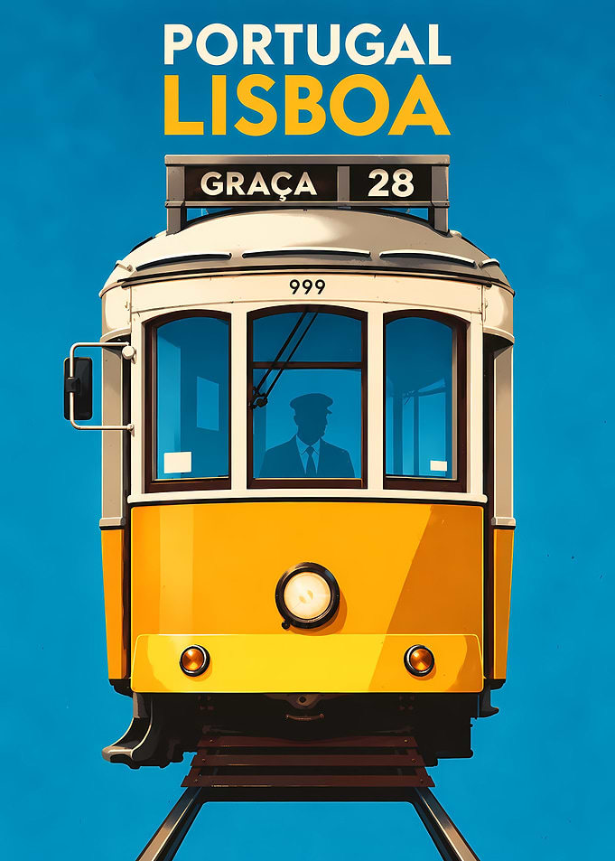 Lisbon Tram 28 Travel Poster