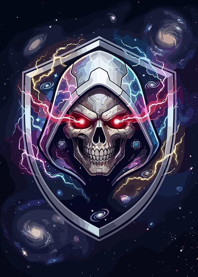 Cybernetic Skull Space Shield Emblem