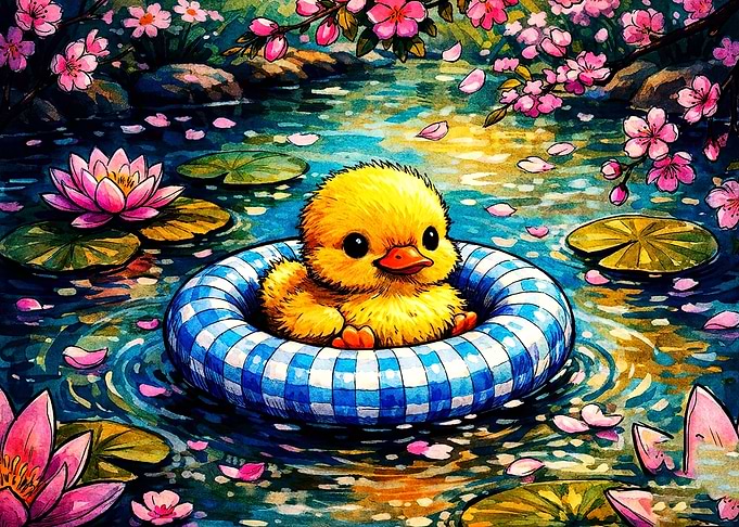 Cute Duckling in Blue Gingham Float