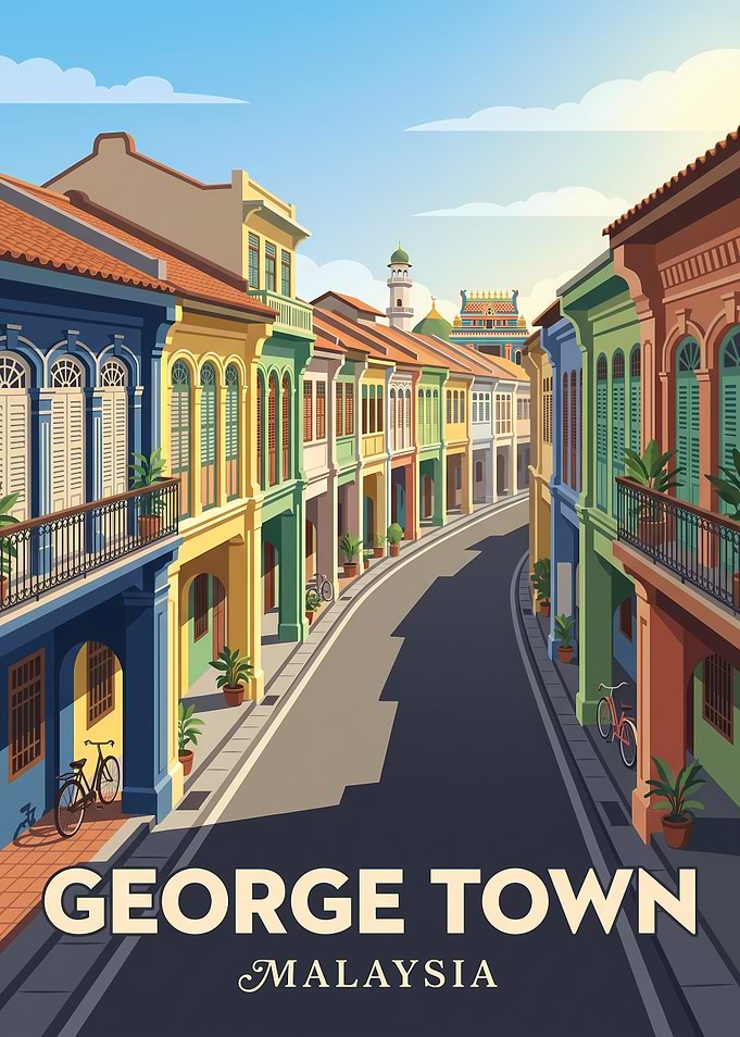 George Town Malaysia Travel Poster