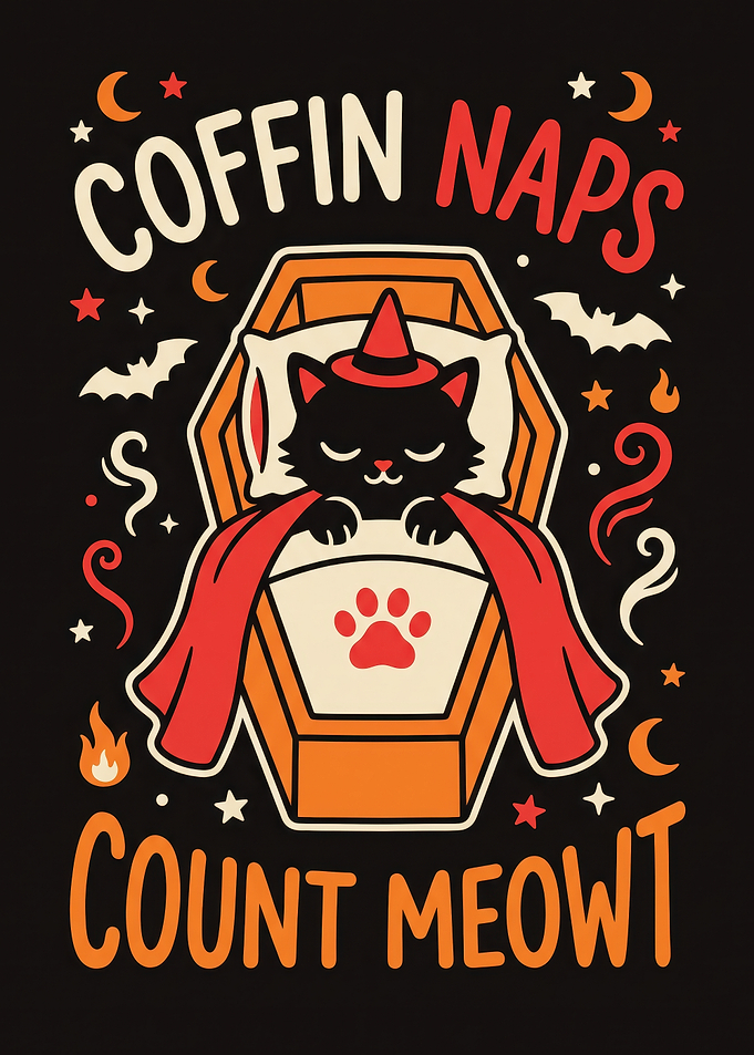 Coffin Naps Count Meowt Cat Illustration