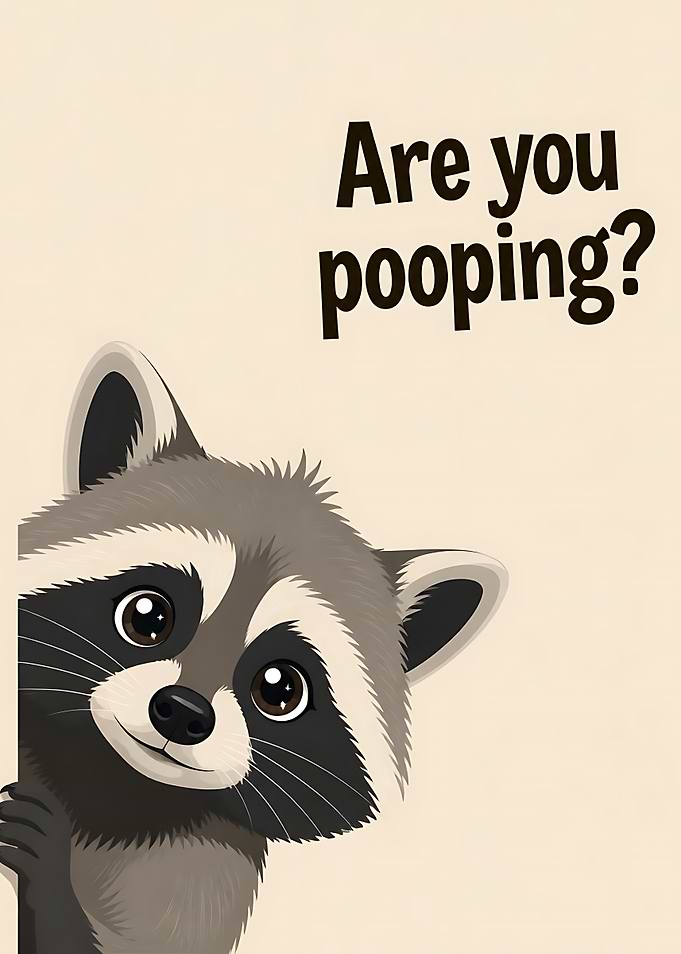 Funny Raccoon Bathroom Wall Art