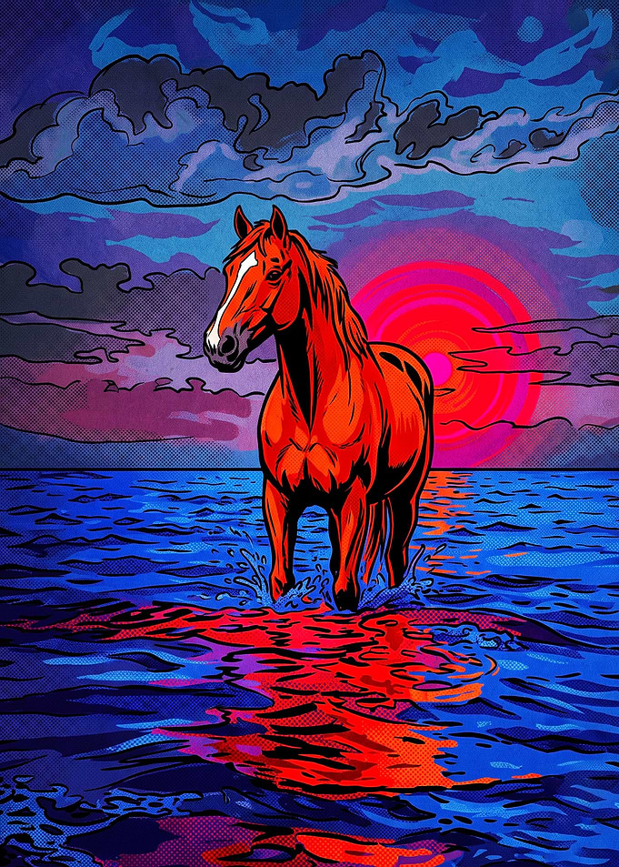Horse Sunburst Pop Art Poster
