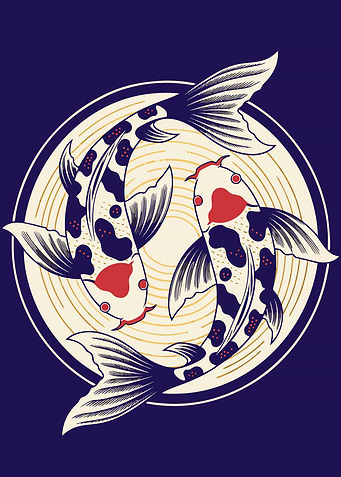 Indigo Koi in Harmony