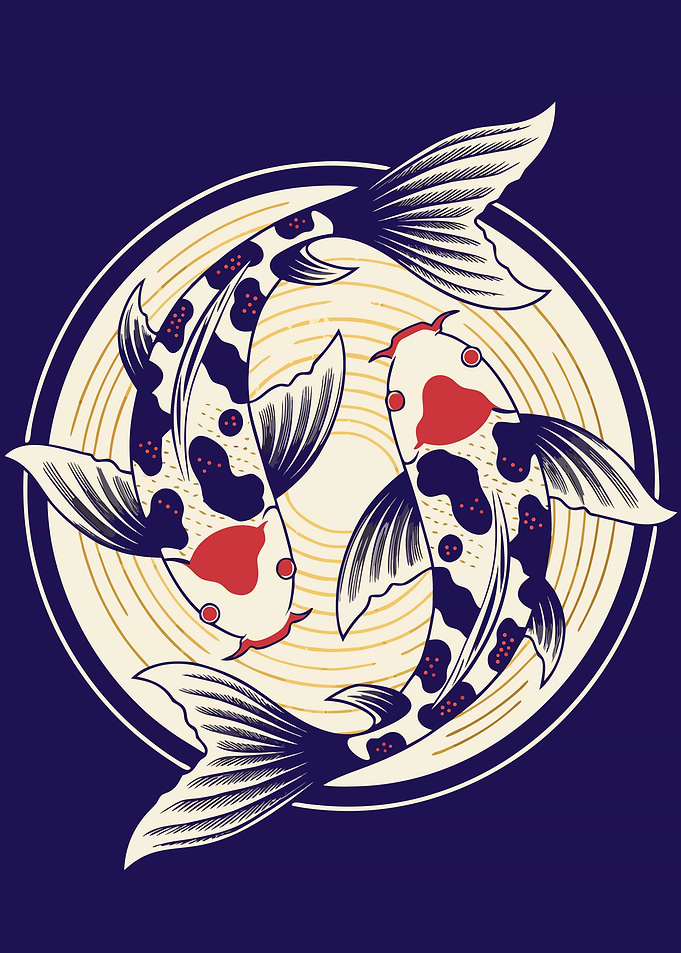 Indigo Koi in Harmony