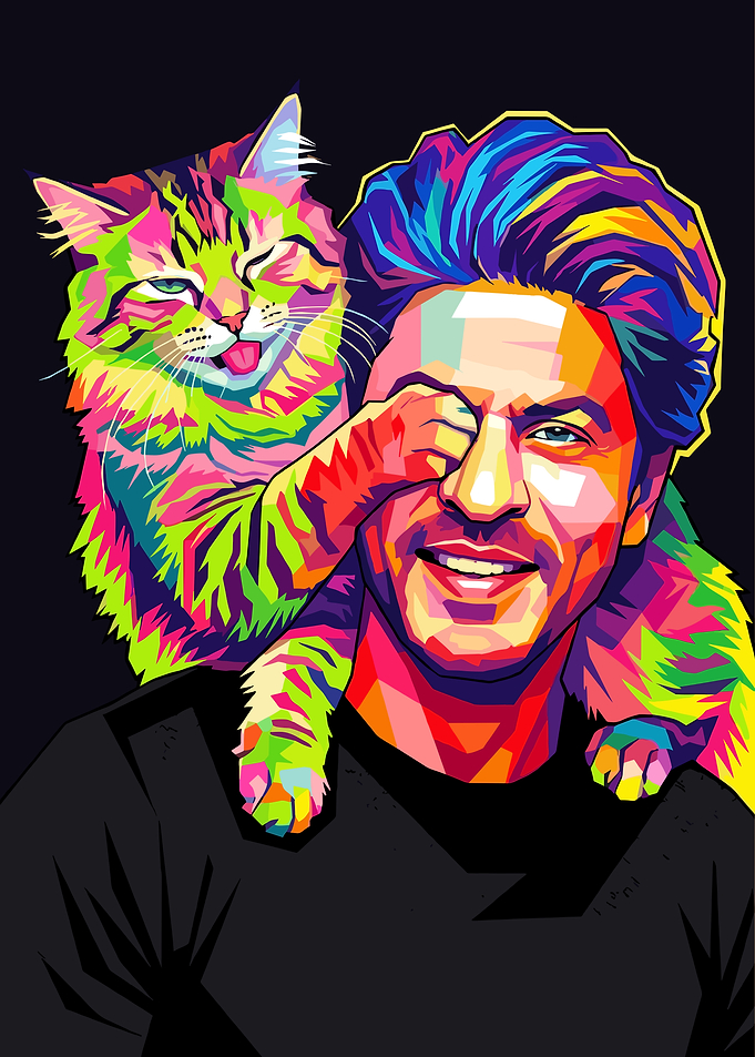 Shah Rukh Khan with Cat Pop Art