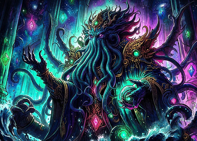 Cosmic Kraken Cyber Neon Art