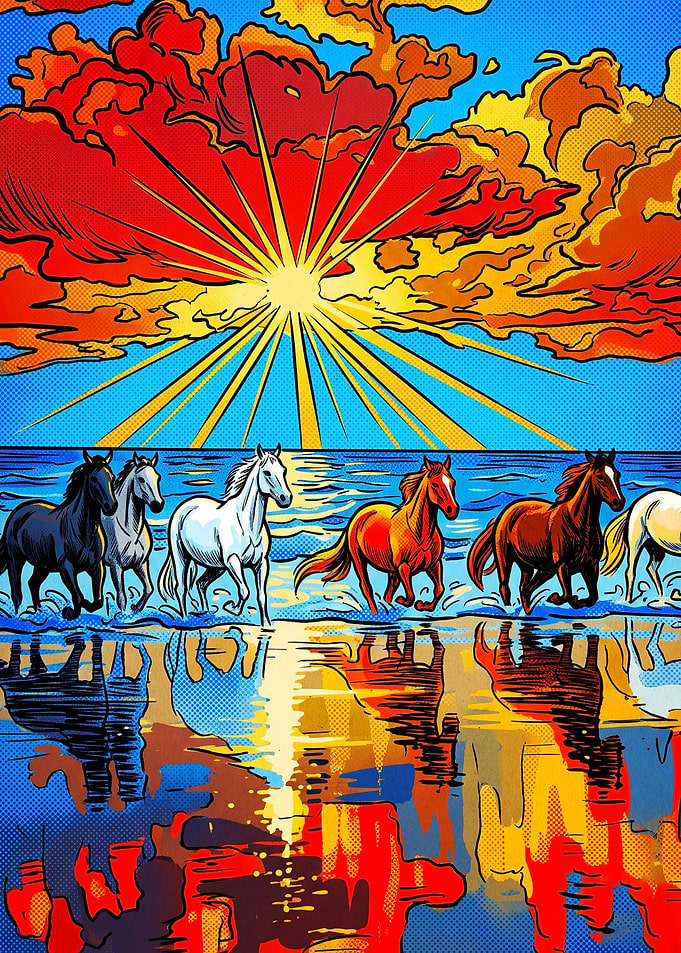 Horse Desert Sunset Pop Art Poster