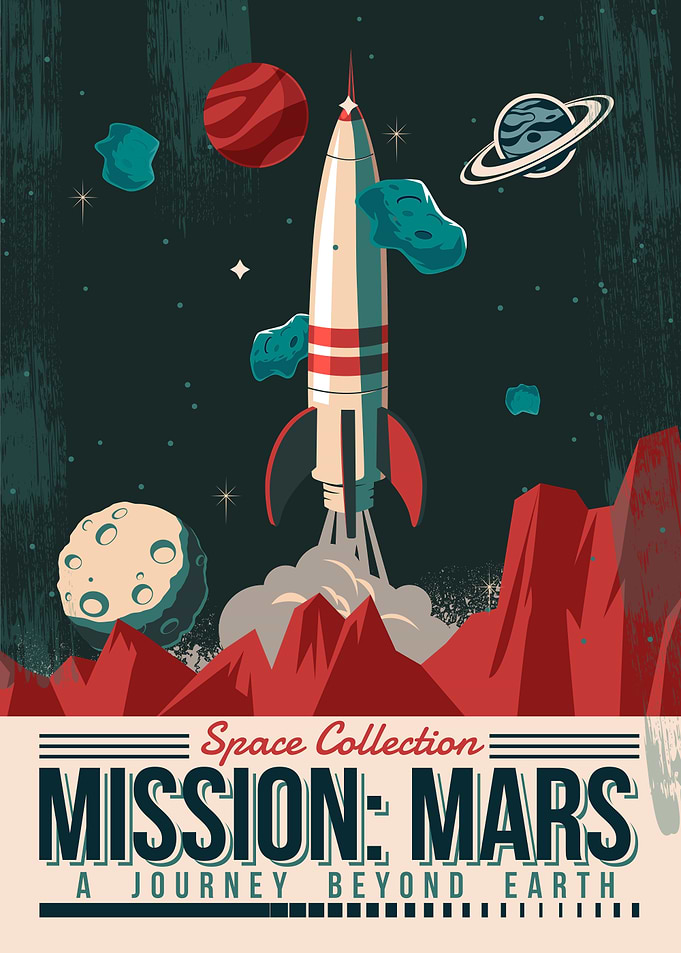 Mission Mars Vintage Space Poster