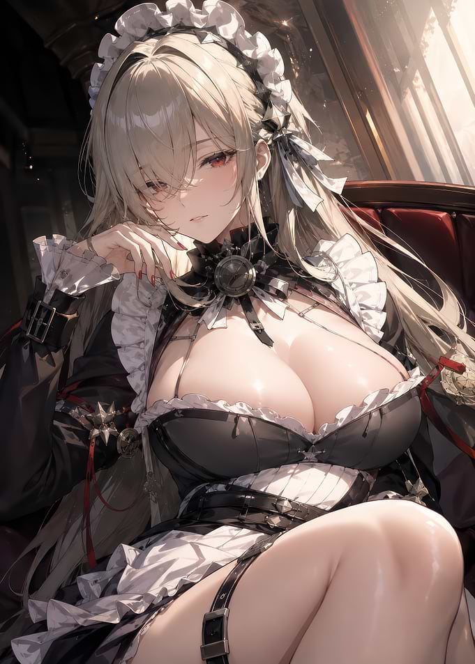 Elegant Blonde Maid in Gothic Attire