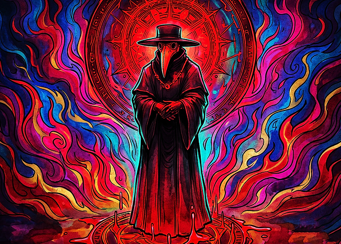 Plague Doctor Neon Trippy Poster