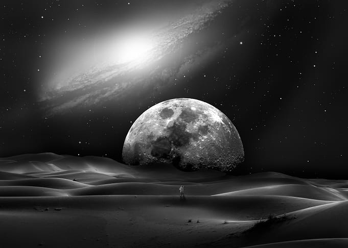 Astronaut Standing on Lunar Desert