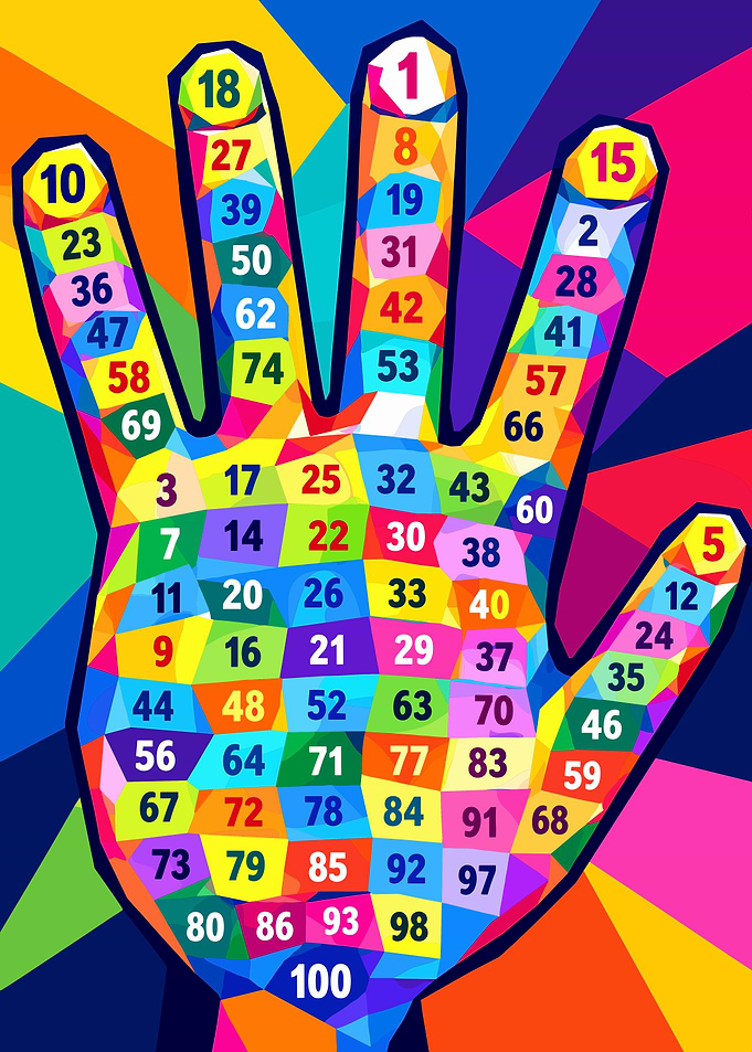 Colorful Geometric Numbered Hand Art