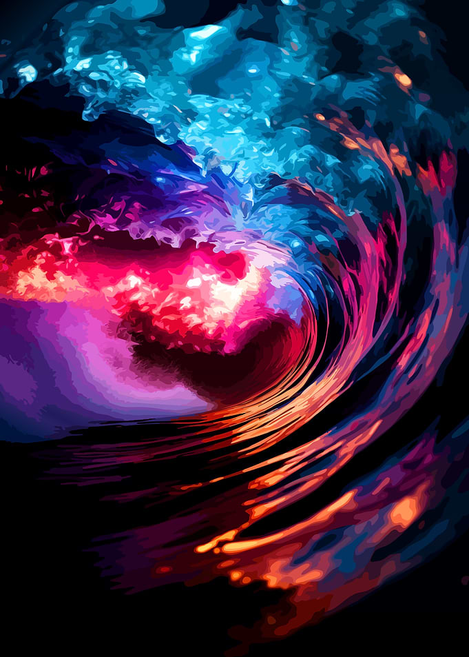 Vibrant Neon Abstract Ocean Wave