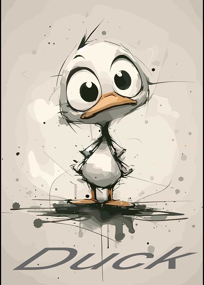 Cute Sketchy Cartoon Duck Illustration