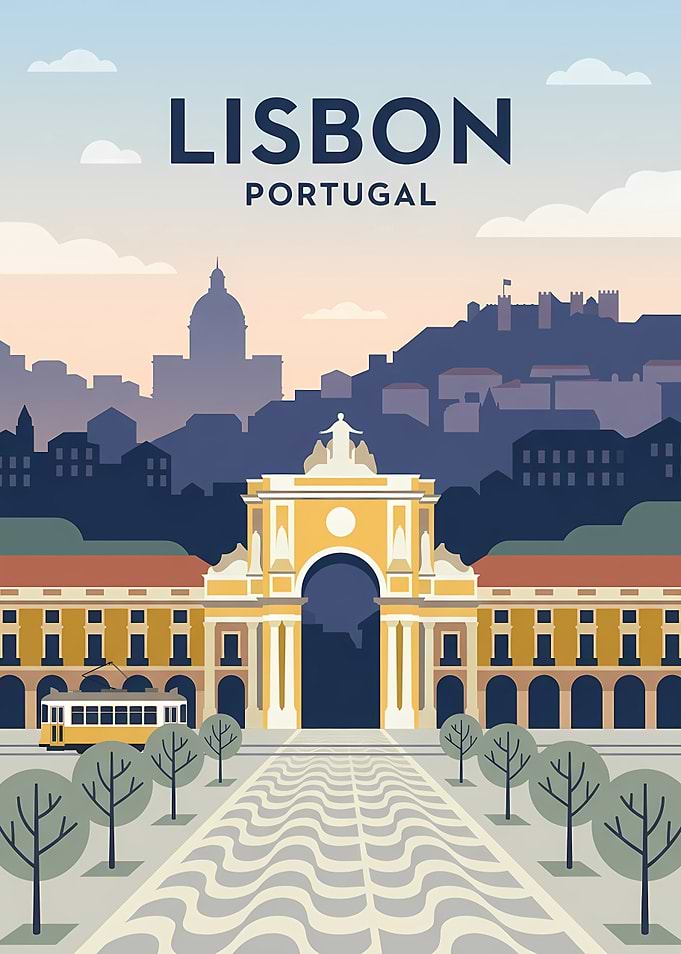 Lisbon Portugal Travel Poster