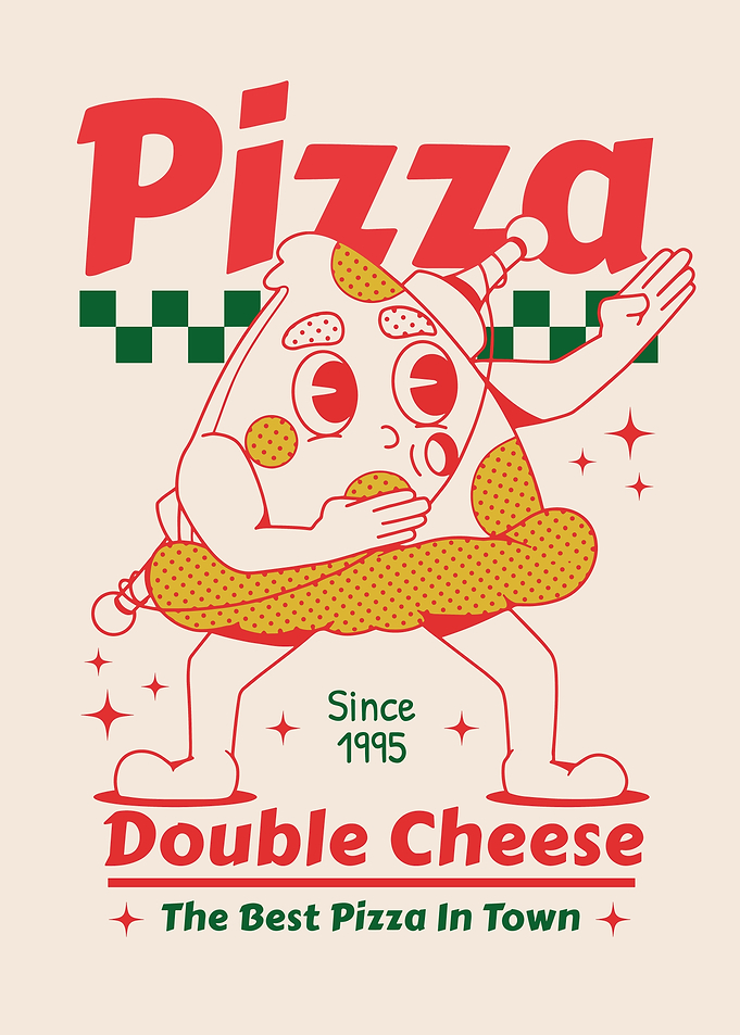 Retro Pizza Mascot Poster
