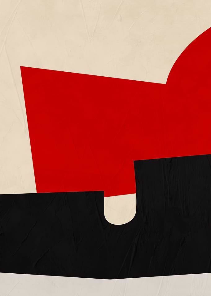 Minimalist Abstract Red and Black Shapes