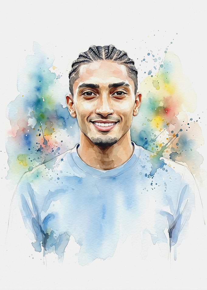 Watercolor Portrait of Raphinha