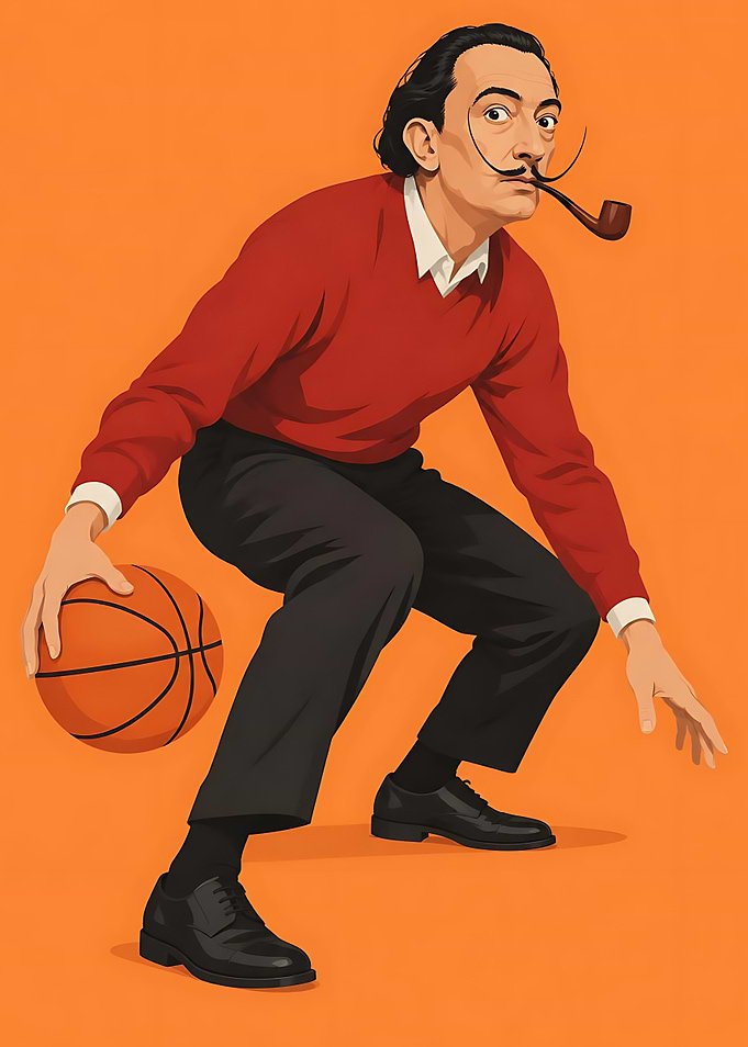 Salvador Dali Playing Basketball