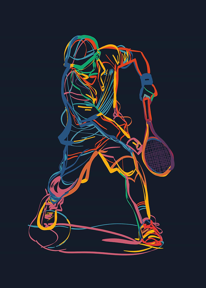 Colorful Abstract Tennis Player Silhouette