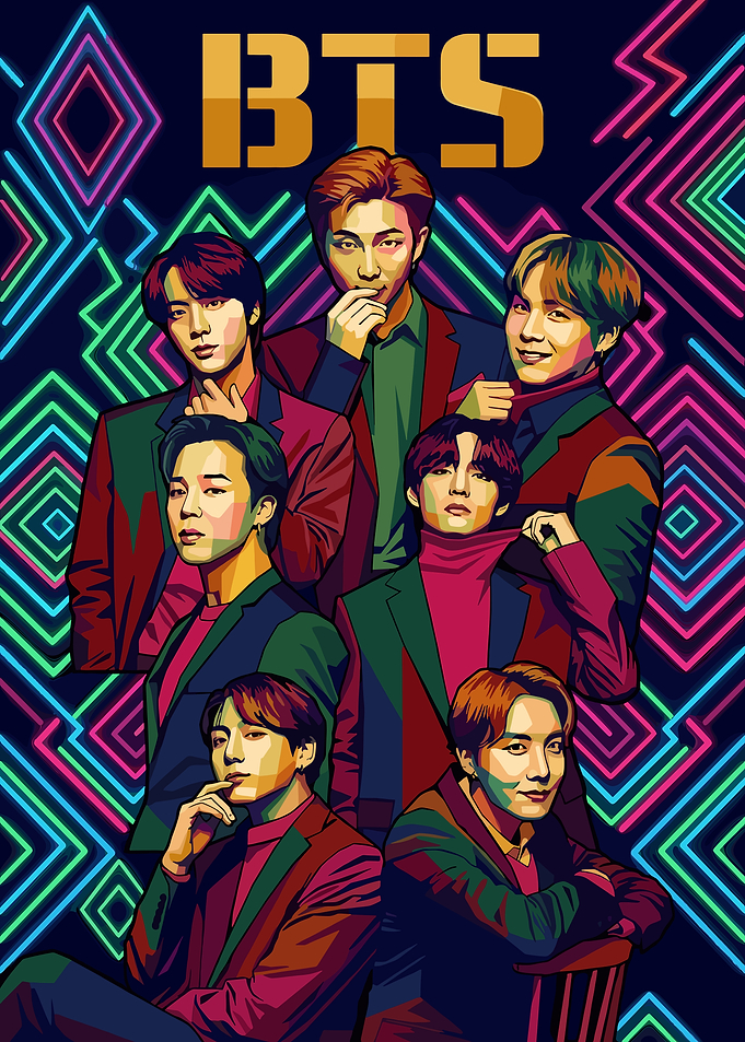 BTS Pop Art Portrait Poster