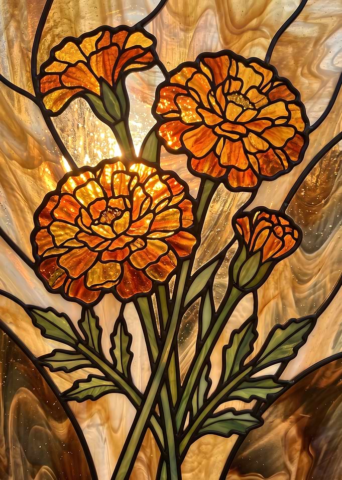 Stained Glass Autumn Botanical