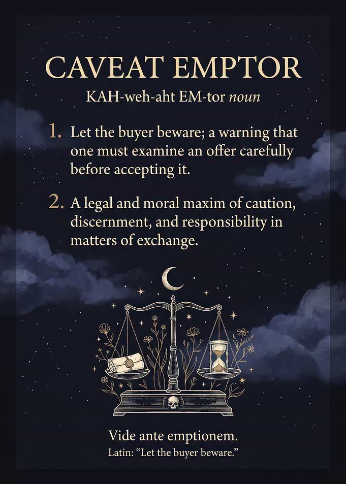 Caveat Emptor Latin Maxim Poster