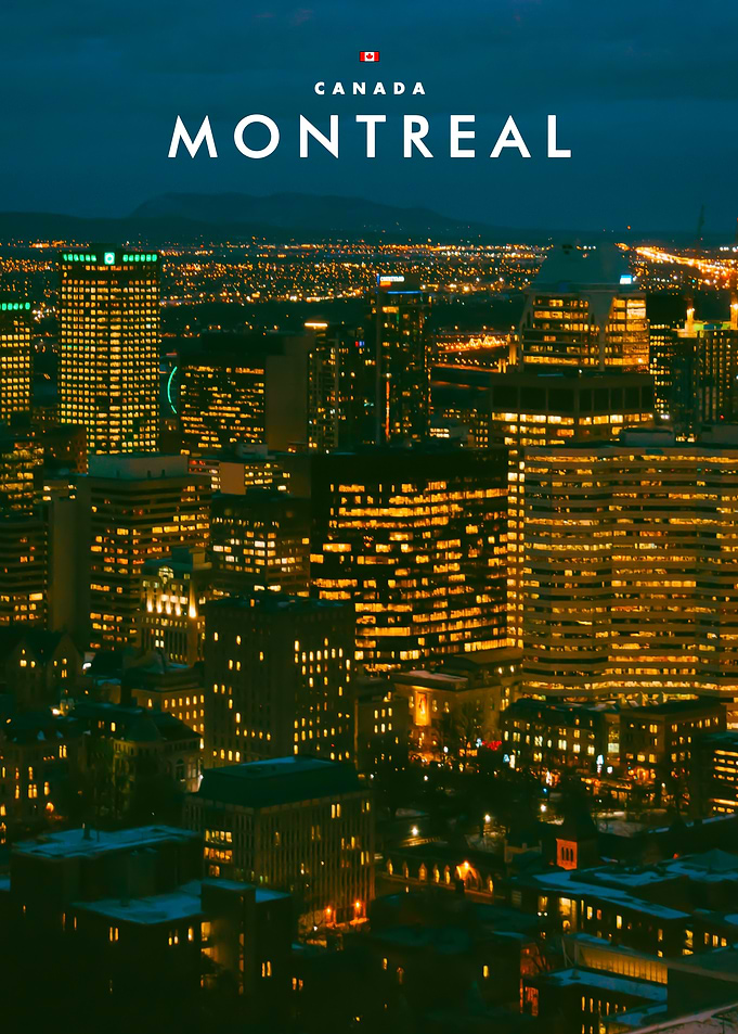 Montreal Canada Night Cityscape Poster