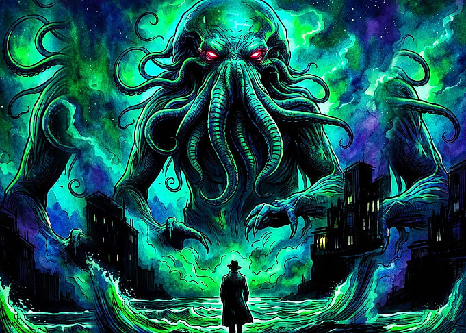 Cosmic Horror Monster Green Art