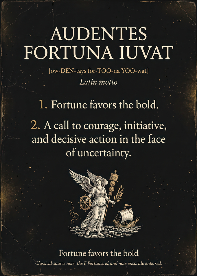 Audentes Fortuna Iuvat Latin Motto Poster