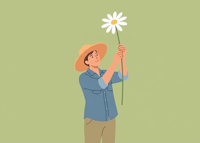 Person holding a white daisy